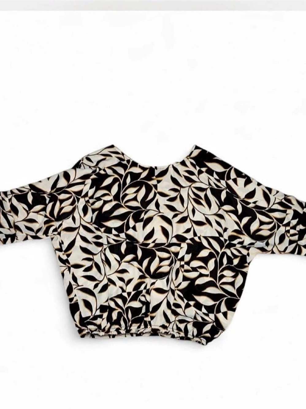 3rd & Malt Abstract Leaf Print Blouse Black & White Small